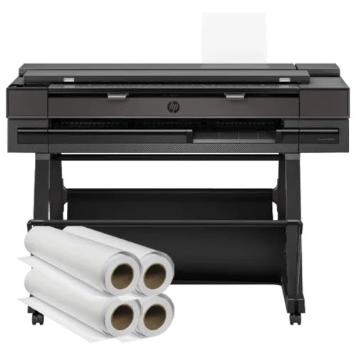 Front view of the HP DesignJet T850 Multifunction Printer with scanning tray