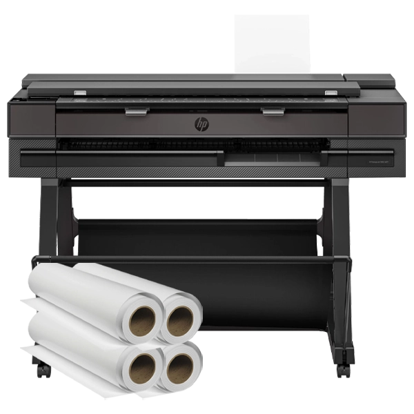 Front view of the HP DesignJet T850 Multifunction Printer with scanning tray