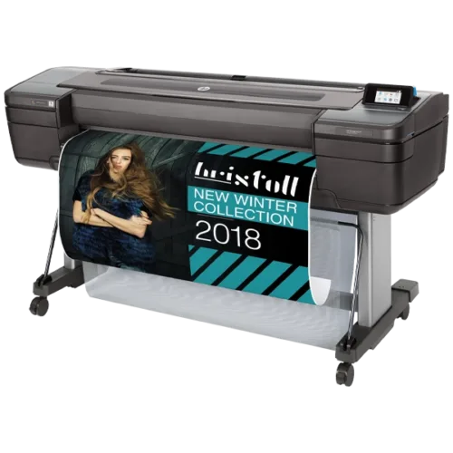 HP DesignJet Z9+ printing a detailed and vibrant photo on large-format paper