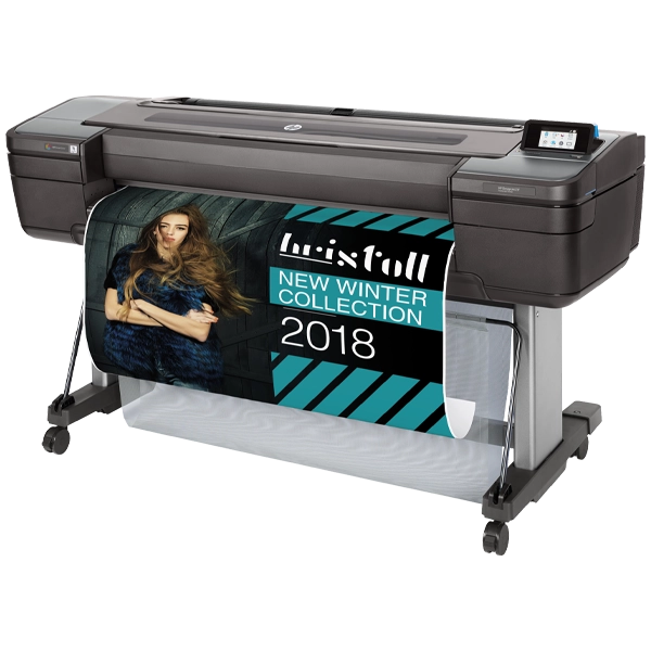 HP DesignJet Z9+ printing a detailed and vibrant photo on large-format paper