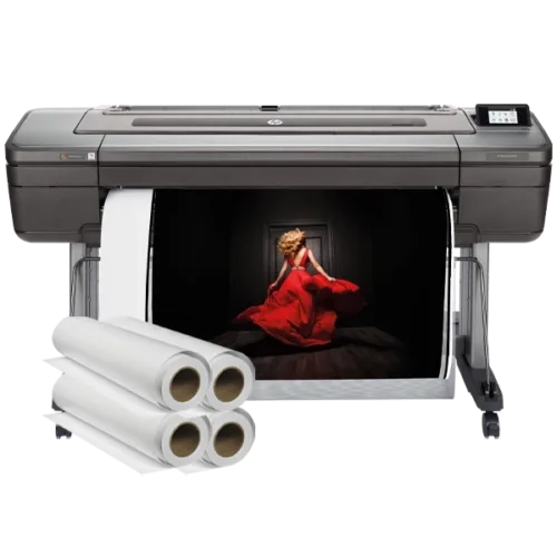 HP DesignJet Z9+dr 44" PostScript Photo Printer printing a large-format image