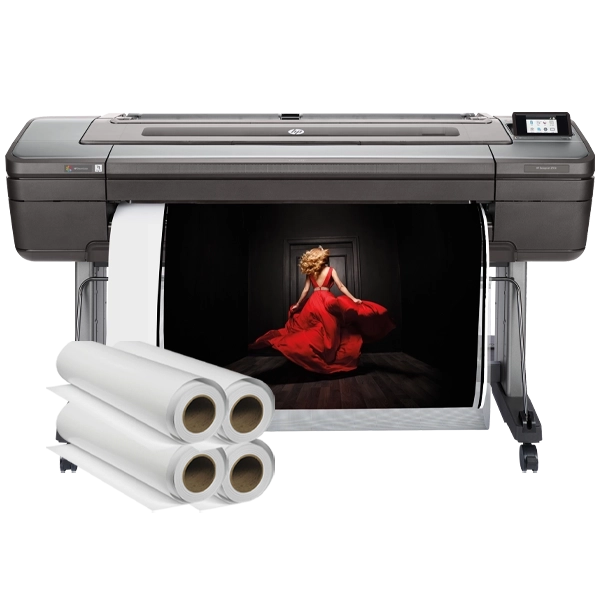 HP DesignJet Z9+dr 44" PostScript Photo Printer printing a large-format image
