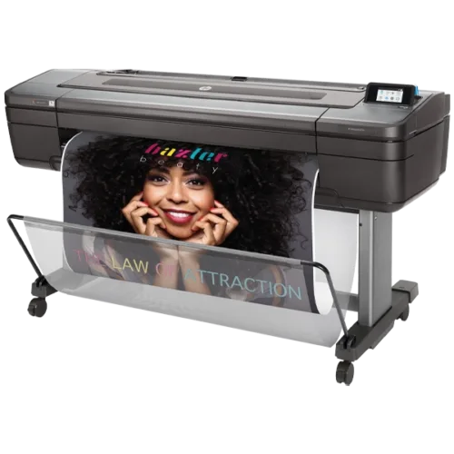 HP DesignJet Z9+dr 44" PostScript Photo Printer printing a marketing banner
