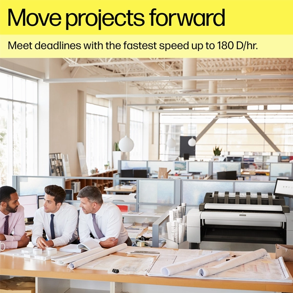 HP DesignJet T1600dr 36-in PostScript Printer delivering precise large-format prints