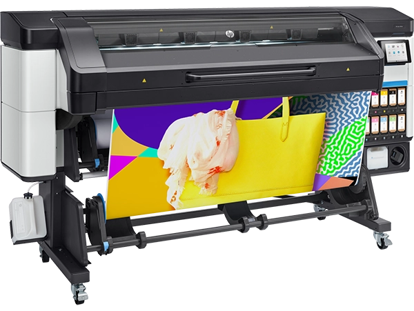 The HP Latex 700 W Printer in operation, producing vibrant, eco-friendly prints with white ink capabilities