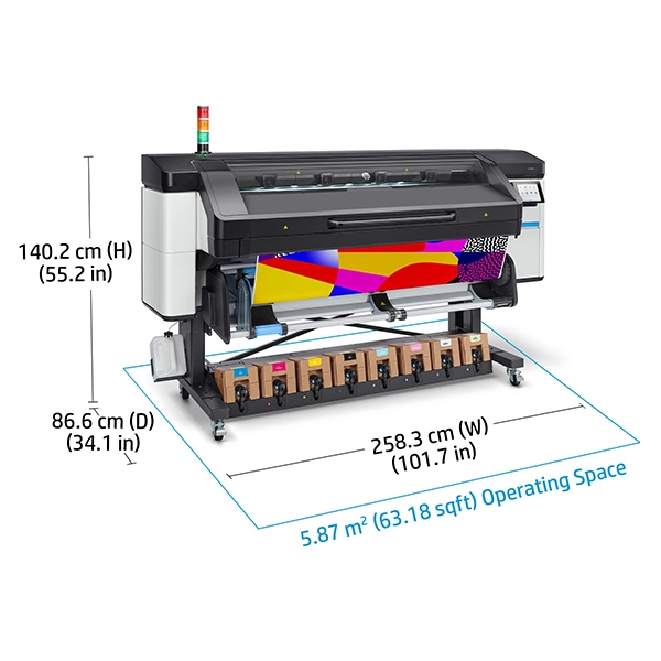 HP Latex 800 Printer dimensions and operating space specifications