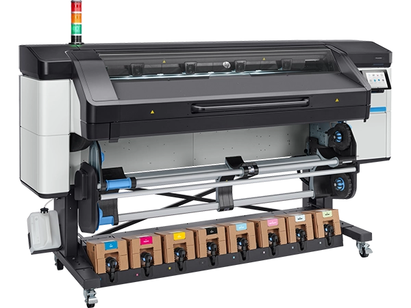 A view of the HP Latex 800 Printer highlighting its design and mechanics